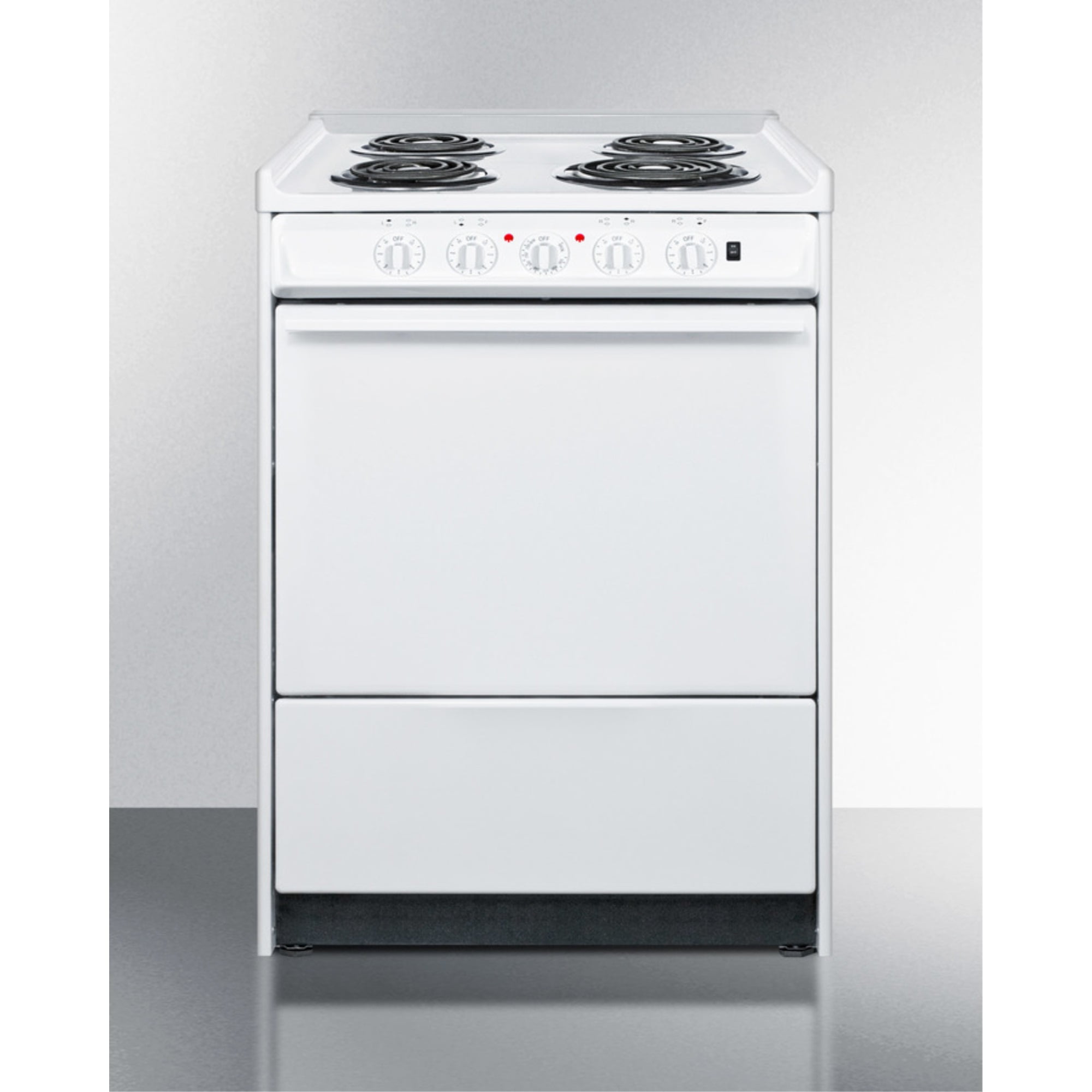 24" wide slidein style electric coil top range in white