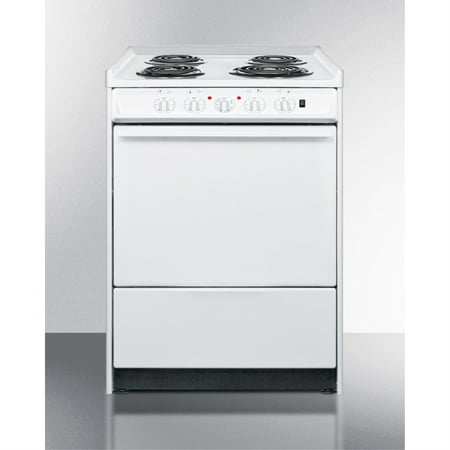 24  wide slide-in style electric coil top range in white