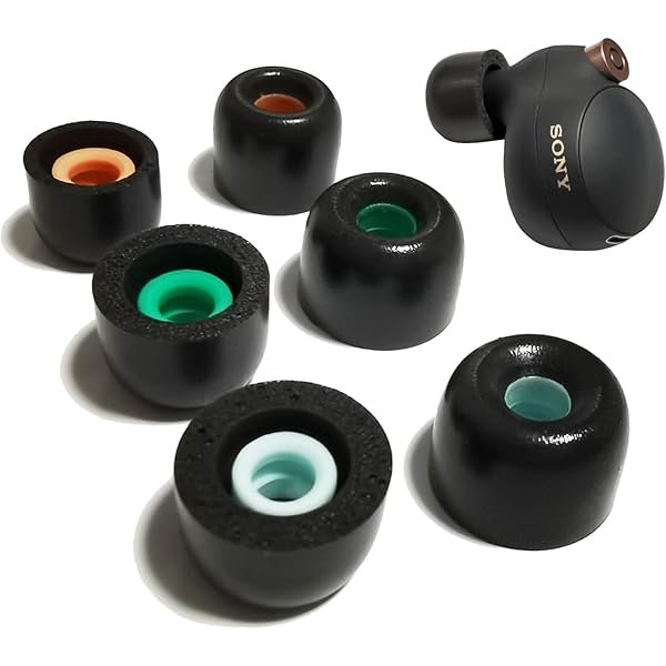 wonima44 Memory Foam Eartips for Sony WF-1000XM4 Earbuds Tips Sony Earbuds Replacement Tips WF-1000XM5 WF-1000XM3 WF-SP900 WF-XB700 WI-1000X fit Charging Case 3 Pairs Black LMS