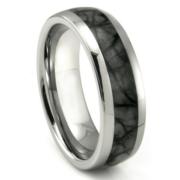 Titanium Kay Tungsten Carbide Grey Metamorphic Stone Inlay Dome Comfort Fit Mens Wedding Band Ring Sz 12.5