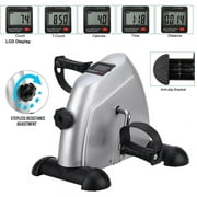 Mini Exercise Bike, Under Desk Bike Pedal Exerciser porable Foot Cycle Arm & Leg Peddler Machine with LCD Screen Displays,Silver