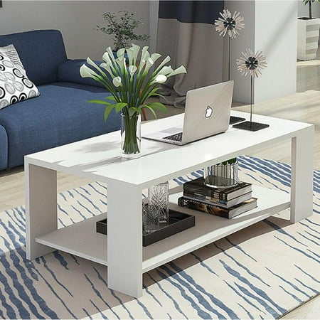 Living Room Tea Table Ktaxon End Table Rectangle Tea Table Living Room Sofa Coffee Table Furniture White/Black/Wood ()