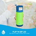 thumbnail image 6 of ALPINE Flip 'N Sip Kids Insulated Water Bottle With Straw - 16oz Kids Water Bottle - Dino Green, 6 of 8