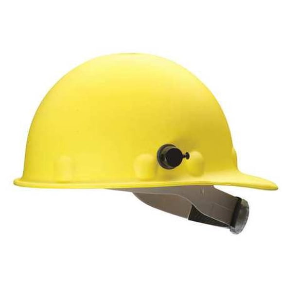 Fibre-Metal by Honeywell P2AQRW02A000 Super Eight Fiber Glass Cap Style Ratchet Hard Hat with Quick-Lok, Yellow
