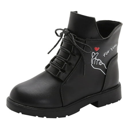 

Girls Boots Children Shoes Autumn And Winter Children Plus Warm Girls Casual Shoes Snow Boots Girls Short Boots Toddler Boots Black 10.5