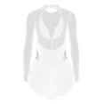 Women's Figure Skating Dress Lace Long Sleeve Asymmetric Ballroom