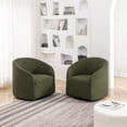 thumbnail image 2 of 32" Wide Modern Boucle Swivel Barrel Chairs Set of 2, No Assembly Round Upholstered Swivel Accent Armchairs for Living Room, Bedroom (Green), 2 of 9