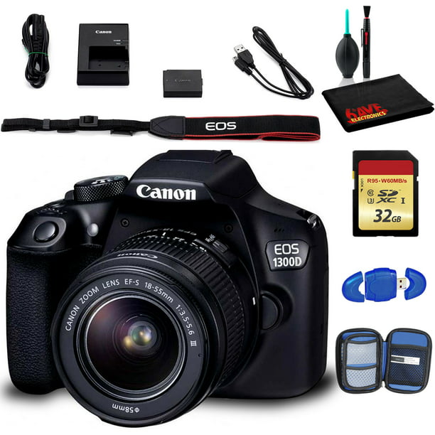 Canon DSLR with EF-S 18-55mm Lens (International Model) Includes Cleaning Kit 32GB Memory Kit - Walmart.com