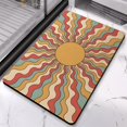 thumbnail image 5 of Tapis de Bain Semi-Rond Boho : Mignon et Amusant, Antidérapant, Lavable en Machine, Tapis de Porte Intérieur, Design Rétro Soleil, 20x32 Pouces, 5 of 5