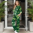 thumbnail image 3 of Xixirimido Green Shamrock St. Patrick's Print Lounge Sets for Women Sweatsuits for Fall Winter 2 Piece Outfits Long Sleeve Sweatshirt Wide Leg Sweatpants Tracksuit Matching Set, X-Large, 3 of 7