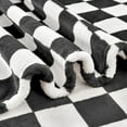 thumbnail image 4 of Throw Blankets Flannel Checkered Blanket for Bed, Sofa，Couch Blanket，Soft Cozy Grid Checkered Blanket（Black，60"×80"）, 4 of 6