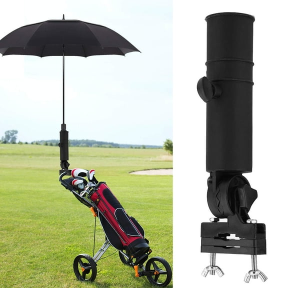 Golf Push Cart Umbrella Holder, Golf Trolley Umbrella Holder Adjustable Plastic Stand Push Pull Bike Cart Umbrella Clip Mounting Attachment For Outdoor Sports