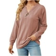 thumbnail image 5 of HKEJIAOI Femmes Tunique Chemises Col Rond Solide Mi-Lourds Long Sleeve Top, 5 of 5