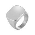 thumbnail image 1 of Anillos clásicos, anillos cuadrados grandes y anchos para hombres, anillo de dedo punk, anillos de sello de acero inoxidable, color plata, joyería masculina negra, 12, plata, 1 of 5