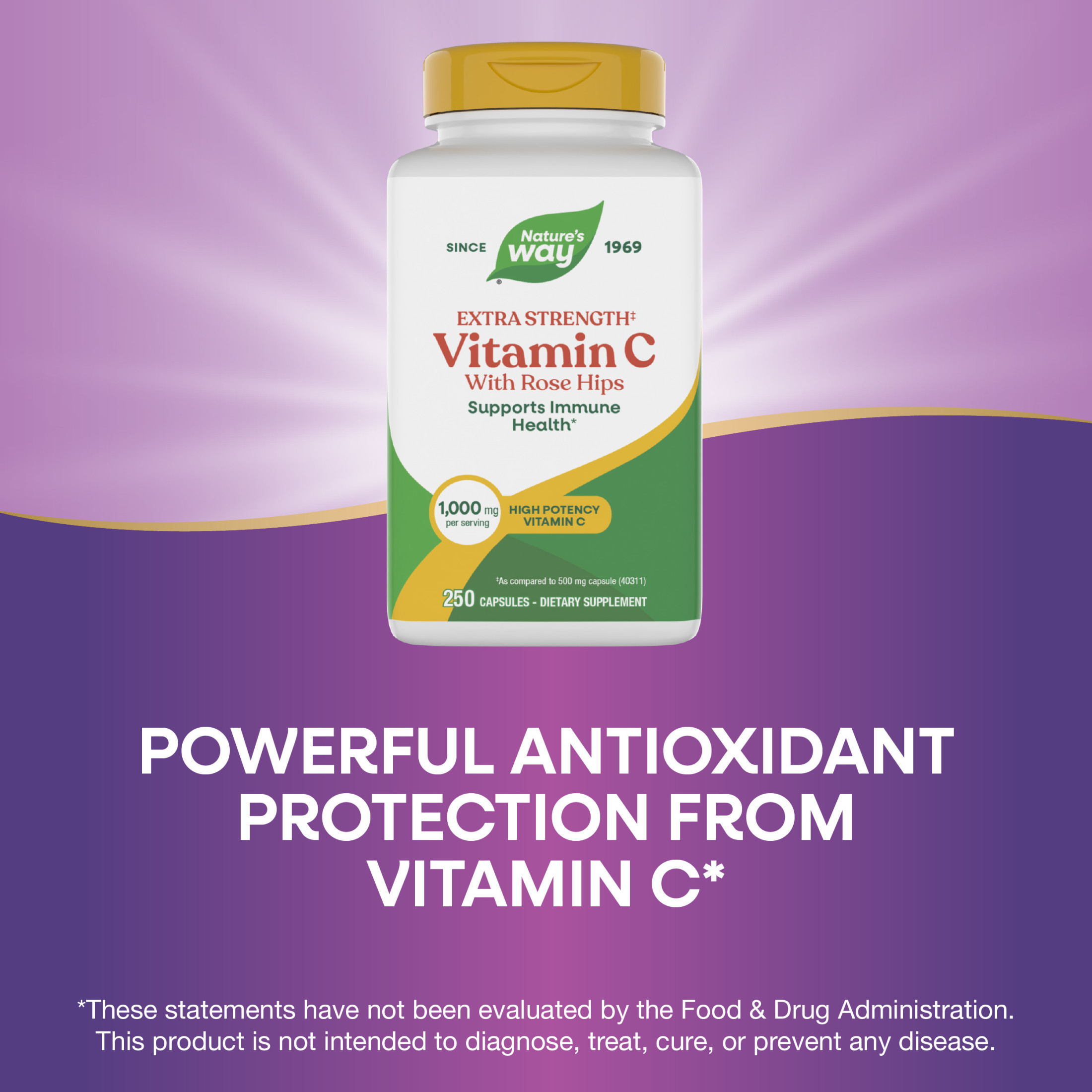 Nature's Way Extra Strength‡ Vitamin C with Rose Hips Capsules, Supports Immune Health*, 250ct