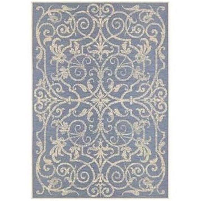Couristan 21063143020037T 2 x 3 ft. 7 in. Monaco Summer Quay Rug - Ivory & Sapphire