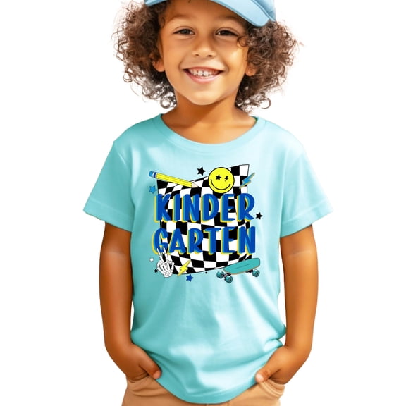 Retro Kindergarten Shirt for Boys First Day of School Skateboard T-Shirt for Kids Chill Shirt 5-6