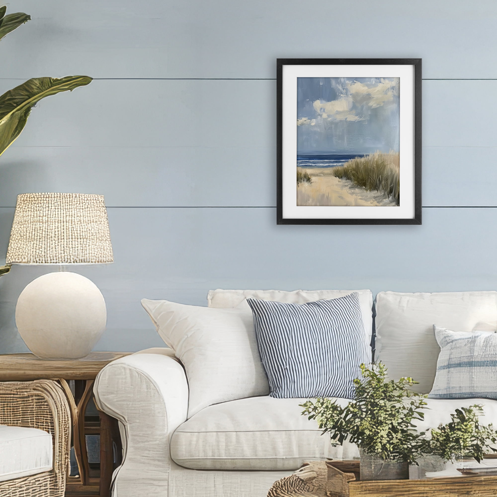 Stupell Industries In The Dunes By The Sea Black Framed Print Under Glass, design by Petal Prints Design