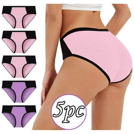 

thermal underwear for men long johns lingerie for women 5PC Women Solid Color Patchwork Briefs Panties Underwear Bikini Underpants