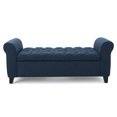 thumbnail image 1 of Santa Cruz Contemporary Fabric Storage Ottoman Bench, Dark Blue, 1 of 9