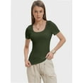 thumbnail image 6 of Women's Summer Scoop Neck Short Sleeve T-Shirts Ribbed Knit Slim Fitted Casual Basic Top, 6 of 6