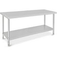 thumbnail image 1 of COZONY Table de Travail en Acier Inoxydable Sans Roulettes, 72 * 30 * 35 Pouces, Chariot de Table en Métal Robuste Sans Crédence, Poste de Travail Commercial pour Restaurants, Maisons et Hôtels, Argent, 1 of 9