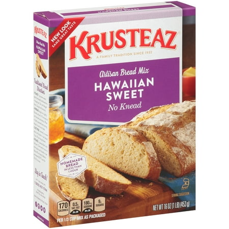 (12 Pack) Krusteaz No Knead Hawaiian Sweet Artisan Bread Mix, 16-Ounce (Best Bread Mixes For Bread Machines)