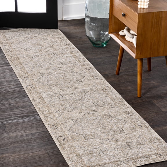 JONATHAN Y WASHABLE 2 x 8 Runner Rug, Koda Vintage Medallion - Cream/Brown, WSH318A-28