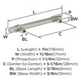 thumbnail image 3 of Amerock Central 5-1/16 inch (128mm) Center-to-Center Satin Nickel Cabinet Pull, 10 Pack, 3 of 4