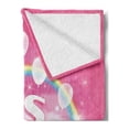 thumbnail image 2 of Gender Reveal Soft Flannel Fleece Throw Blanket, Its a Girl Words with Rainbow Balloons and Clouds Happy Baby Kids Birth, Cozy Plush for Indoor and Outdoor Use, 50" x 70", Pale Pink, by Ambesonne, 2 of 5