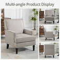 thumbnail image 3 of Mid Century Upholstered Accent Chair with Wood Legs, Grey Vintage Armchair with Nailhead Trim and High Back, Single Sofa for Bedroom/Office/Reading Spaces, 3 of 7