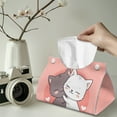 thumbnail image 2 of SEANATIVE Kawaii Cats Tissue Box Cover PU Leather Tissue Box Holder, Tissue Paper Cube Box Organizer Dispenser for Bathroom, Vanity Countertop, Night Stands, Desk, Car, 2 of 7