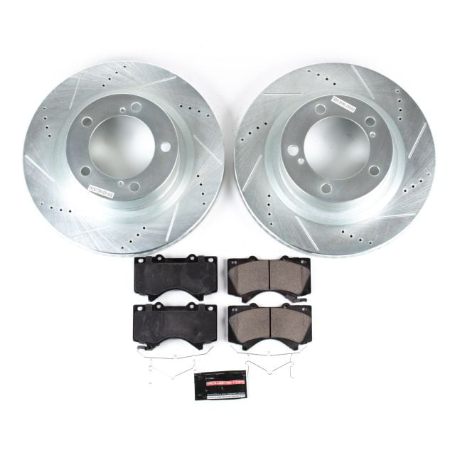 Power Stop Front Brake Kit with Drilled & Slotted Rotors and Ceramic Brake  Pads K2952