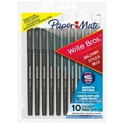 Paper Mate Ballpoint Pens, Write Bros. Black Ink Pens, Medium Point (1.0mm), 10 Count