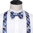 thumbnail image 5 of HISDERN Big and Tall Mens Suspenders Gift Set with Bowtie Handkerchief Elastic Y Type 6 Clips Braces, 5 of 7