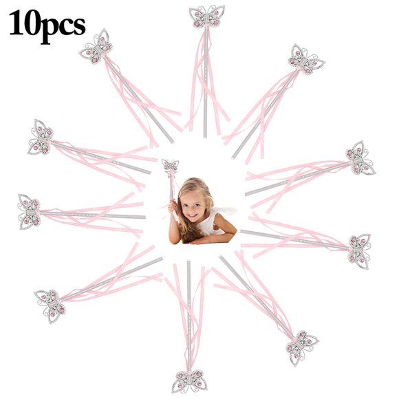 10PCS Fairy Wand Ribbon Butterfly Magic Princess Wand Costume Wand for Kids