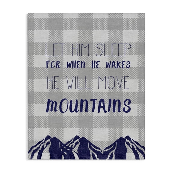 Stupell Industries Eclectic Let Him Sleep Mountains Blue Plaid Canvas Art, 24 x 30, by Lil' Rue