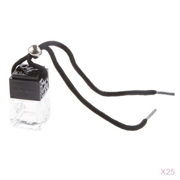 Abbracc Charm Empty Glass Perfume Bottle Pendant for Car Hanging Decor Square 25pcs