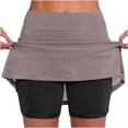 thumbnail image 2 of QATAINLAV Elastic Yoga Culottes for Women Solid Color Athletic Shorts Lightweight High Waist Skinny Joggers Running Skorts Milk Silk Layered Ruffle Mini Skirts Gray S, 2 of 7