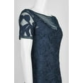 thumbnail image 3 of JS Collections Boat Neck Short Sleeve Zipper Slit Back Embellished Soutache Mesh Dress-NAVY / 10, 3 of 10