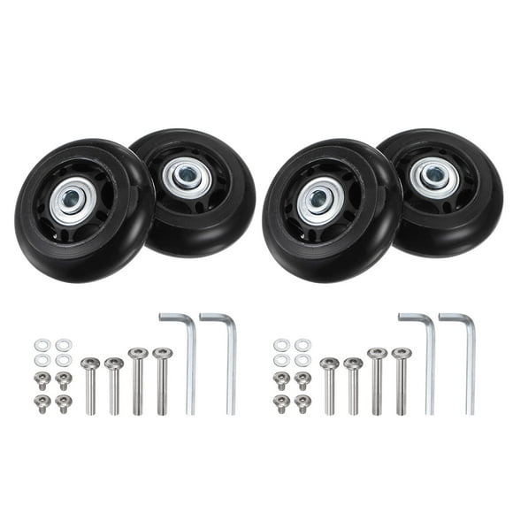 Ruedas de equipaje de reemplazo Uxcell 64x24mm Kits de reparación de ruedas de maleta 2 ruedas con rodamientos de PU para bolsa de carrito, patín en línea