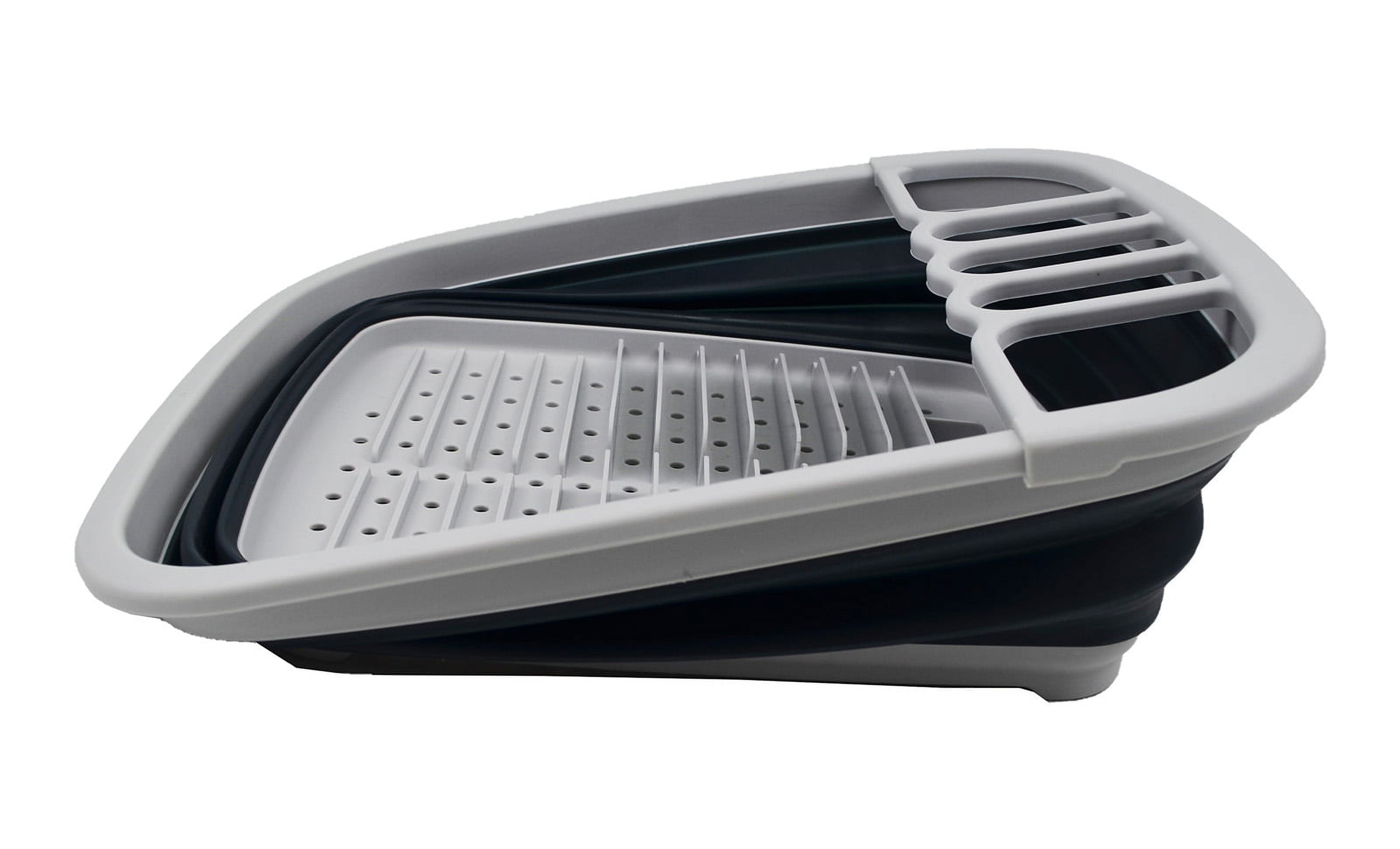 SAMMART 8L (2.11Gallons) Collapsible Dish Drainer - Foldable Drying Rack - Portable Dinnerware Organizer - Space Saving (Grey/Slate Grey