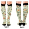 thumbnail image 4 of FORMRS Womens Knee High Socks Casual Long Thick Travel Daily Wear, 1 Pair, Green Floral Pattern, 4 of 6