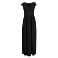 thumbnail image 3 of HAXMNOU Women Short Sleeve Evening Formal Party Dress Wedding Bridesmaid Dress Plus Size Solid Color Long Dress for Women Black 5XL, 3 of 6