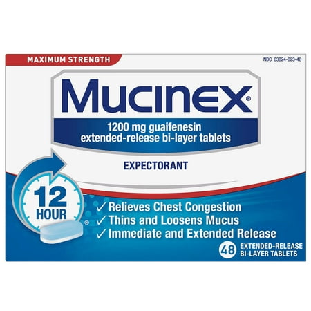 Mucinex 12 Hr Max Strength Chest Congestion Expectorant Tablets (48 (Best Expectorant On The Market)
