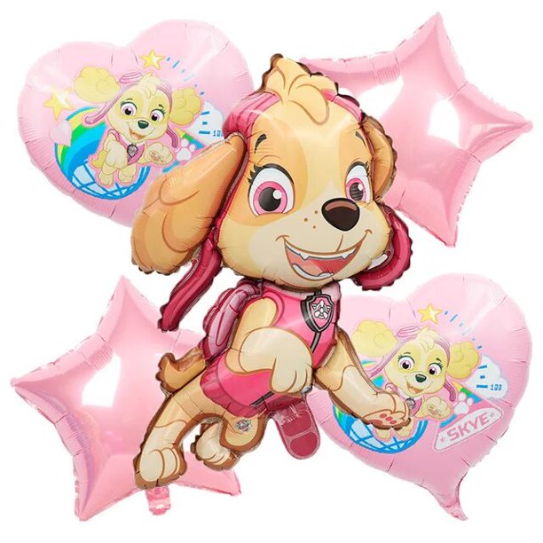 Vajilla desechable de la patrulla canina rosa para niños, juguete de látex, papel de aluminio, decoración de globos, regalo de cumpleaños