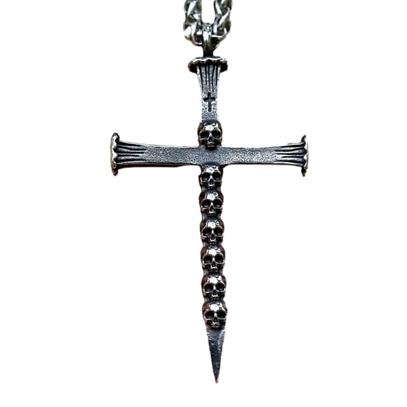 ZMY Home Stainless Steel Necklace - Cross Pendant with Intricate Skull Detailing