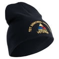 thumbnail image 4 of U.S. Army 1st Armored Division Symbol Embroidered 8 Inch Solid Knit Short Beanie Made in USA - Navy OSFM, 4 of 5