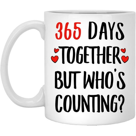 1st Anniversary Wedding Gifts for Her Cute 1 Year Aniversario De Bodas Mug for Wife from Husband Funny Coffee Mug for Women Cute Ceramic Cups White 11oz