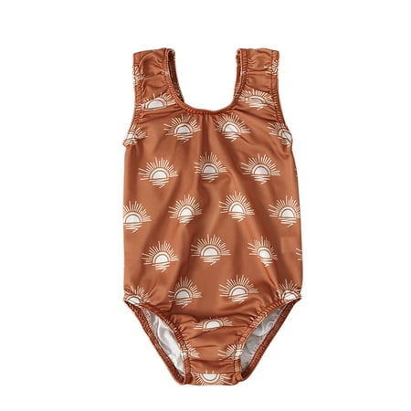 

Bagilaanoe Toddler Baby Girl One-Piece Swimsuit Sun Print Sleeveless Swimwear 6M 12M 18M 24M 3T Kids Ruffle Bathing Suit